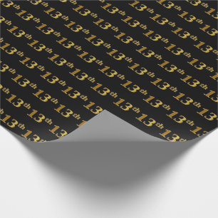 Papier Cadeau Black, Faux Gold 13e (treizième) événement