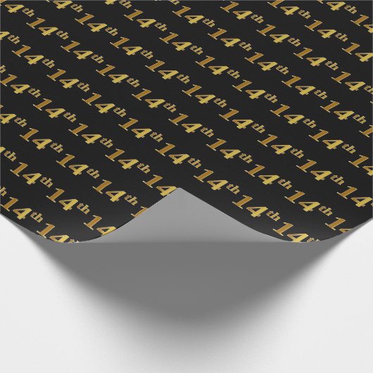 Papier Cadeau Black, Faux Gold 14e (quatorzième) événement (Coin)