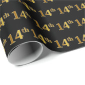 Papier Cadeau Black, Faux Gold 14e (quatorzième) événement (Coin rond)