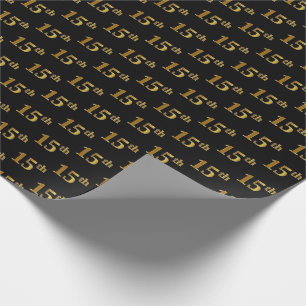 Papier Cadeau Black, Faux Gold 15e (quinzième) événement
