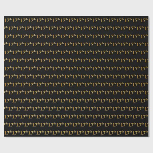 Papier Cadeau Black, Faux Gold 17e (dix-septième) (Plat)