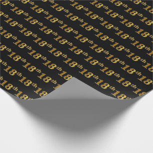 Papier Cadeau Black, Faux Gold 18e (dix-huitième)