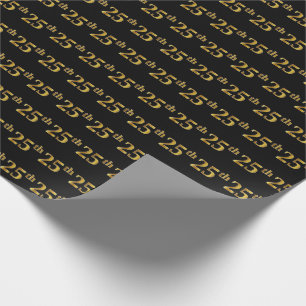 Papier Cadeau Black, Faux Gold 25e (Vingt-cinquième)