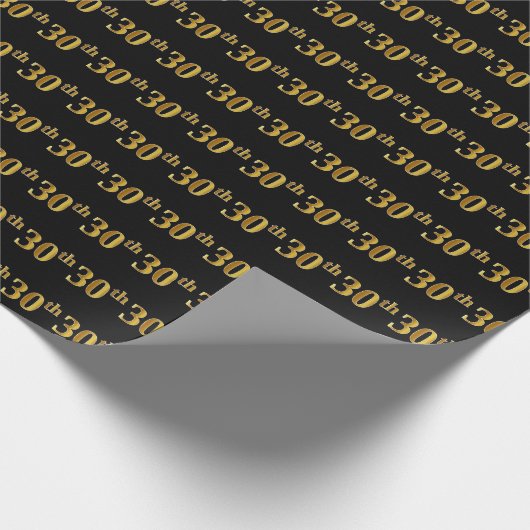 Papier Cadeau Black, Faux Gold 30e (Trentième) (Coin)