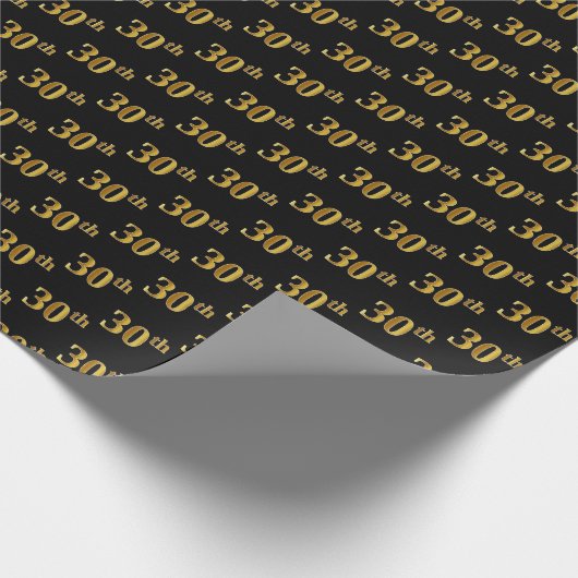 Papier Cadeau Black, Faux Gold 30e (Trentième) (Coin)