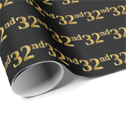 Papier Cadeau Black, Faux Gold 32e (Trente-Seconde) (Coin rond)