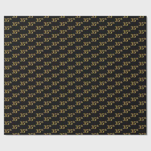 Papier Cadeau Black, Faux Gold 35e (Trente-cinquième) (Plat)