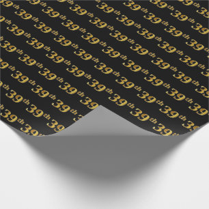 Papier Cadeau Black, Faux Gold 39e (Trente-Neuvième)