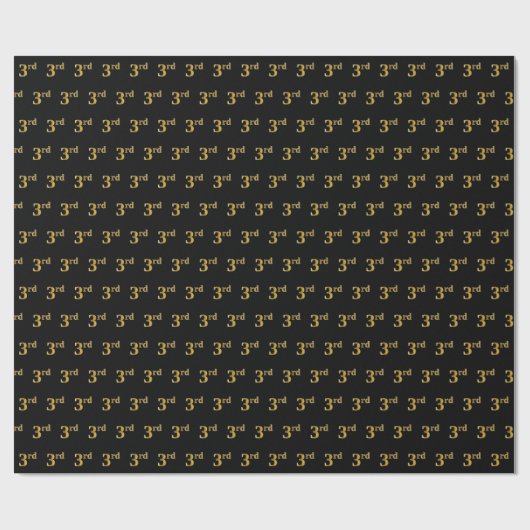 Papier Cadeau Black, Faux Gold 3e (troisième) événement (Plat)