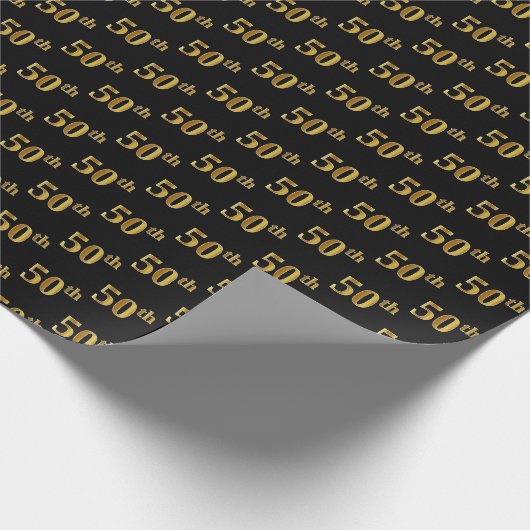 Papier Cadeau Black, Faux Gold 50e (Cinquantième) (Coin)