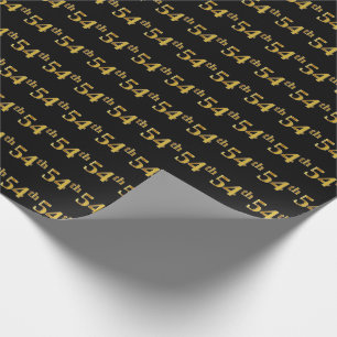 Papier Cadeau Black, Faux Gold 54e (Cinquante-quatrième)