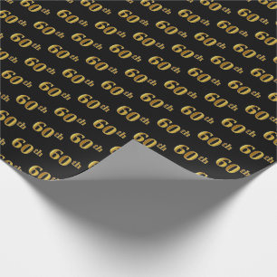 Papier Cadeau Black, Faux Gold 60e (Soixantième)