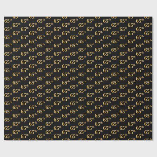 Papier Cadeau Black, Faux Gold 65e (Soixante-cinquième) (Plat)