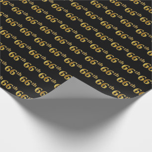 Papier Cadeau Black, Faux Gold 66e (Soixante-sixième)