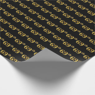 Papier Cadeau Black, Faux Gold 69e (Soixante-neuvième)