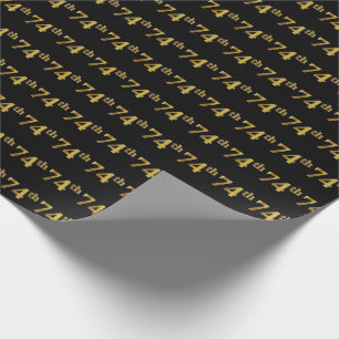 Papier Cadeau Black, Faux Gold 74e (Soixante-quatorzième)