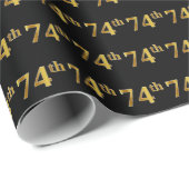 Papier Cadeau Black, Faux Gold 74e (Soixante-quatorzième) (Coin rond)