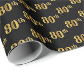 Papier Cadeau Black, Faux Gold 80e (Huitième) (Coin rond)