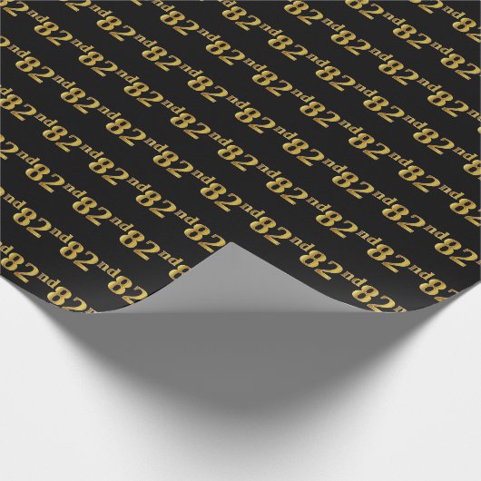 Papier Cadeau Black, Faux Gold 82e (Quatre-vingt-deuxième) (Coin)