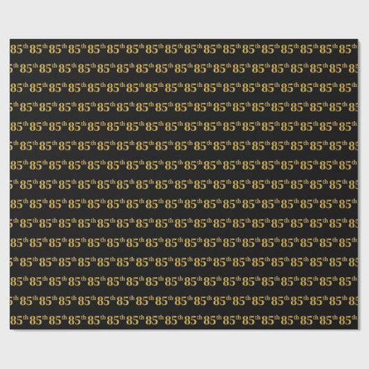 Papier Cadeau Black, Faux Gold 85e (Quatre-vingt-cinquième) (Plat)