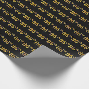 Papier Cadeau Black, Faux Gold 86e (Quatre-vingt-sixième)