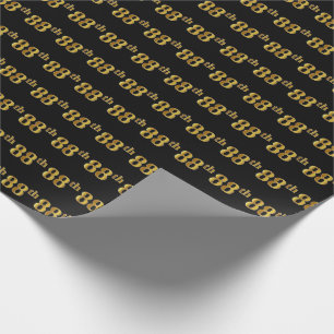 Papier Cadeau Black, Faux Gold 88e (Quatre-vingt-huitième)