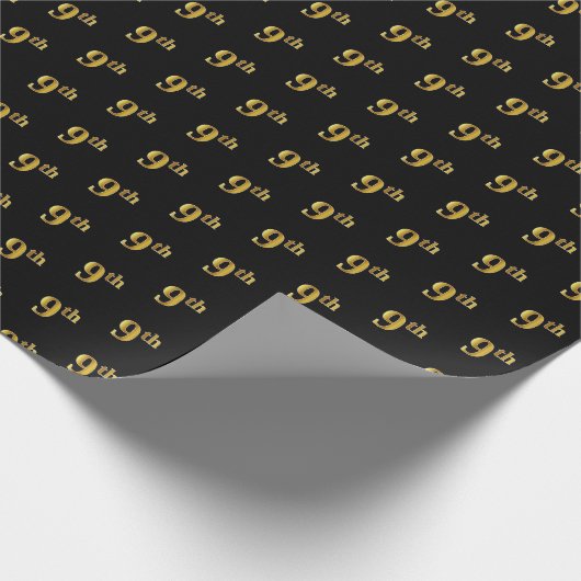 Papier Cadeau Black, Faux Gold 9th (Neuvième) Event Wrapper Pape (Coin)