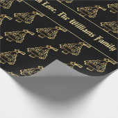 Papier Cadeau Black Faux Gold Christmas Tree Motif Ajouter un te (Coin)