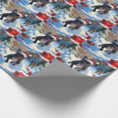 Papier Cadeau Black French Bulldog Festive de Noël Scène de neig (Coin)