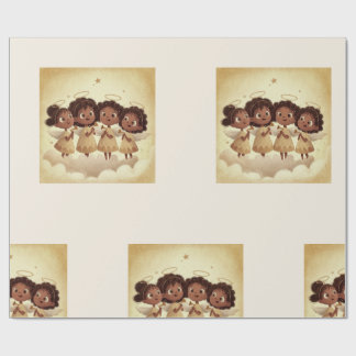 Papier Cadeau Black Girl Angel Christmas Choir Wrapping Paper 1