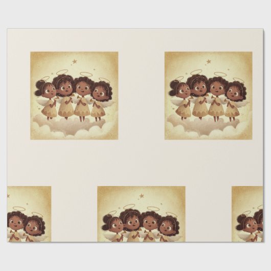 Papier Cadeau Black Girl Angel Christmas Choir Wrapping Paper 1 (Plat)