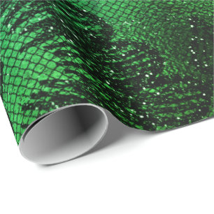 Papier Cadeau Black Glam Floral dentelle Tropical Vert Aquatique