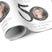 Papier Cadeau Black Glitter 50 & Fabulous Photo (Coin rond)