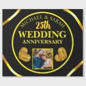 Papier Cadeau Black Gold 25e anniversaire Mariage Cadeaux Couple (Plat)