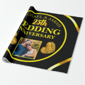 Papier Cadeau Black Gold 25e anniversaire Mariage Cadeaux Couple (Déroulé)