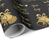 Papier Cadeau Black Gold Chic Christmas Tree Retail Logo personn (Coin rond)