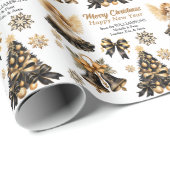 Papier Cadeau Black Gold images de Noël (Coin rond)