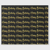 Papier Cadeau Black & Gold Joyeux anniversaire (Plat)