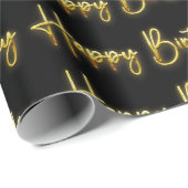 Papier Cadeau Black & Gold Joyeux anniversaire (Coin rond)