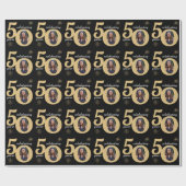 Papier Cadeau Black & Gold Parties scintillant 50 Cinquante ans  (Plat)