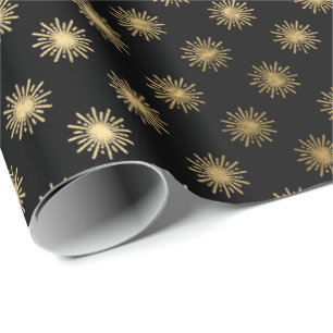 Papier Cadeau Black Gold Stars Confetti Delicate Confetti Sun