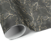 Papier Cadeau Black Golden Lights Bokeh Noël (Coin rond)