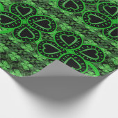 Papier Cadeau Black Green Clover Heart St Patrick Wrapper P (Coin)
