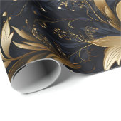 Papier Cadeau Black Grey Gold Classy Motif élégant (Coin rond)