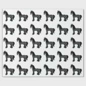 Papier Cadeau Black Gypsy Vanner Clydesdale Shire Horse Motif (Plat)