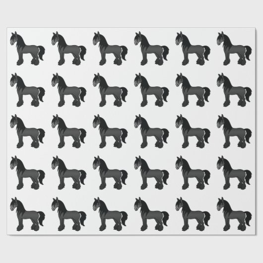 Papier Cadeau Black Gypsy Vanner Clydesdale Shire Horse Motif (Plat)