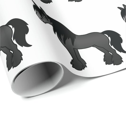 Papier Cadeau Black Gypsy Vanner Clydesdale Shire Horse Motif (Coin rond)
