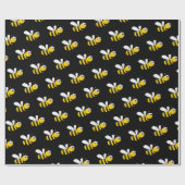 Papier Cadeau Black happy bumble abeilles mignonnes fun (Plat)