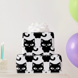Papier Cadeau Black Kitty Chat Cute Halloween