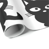 Papier Cadeau Black Kitty Chat Cute Halloween (Coin rond)